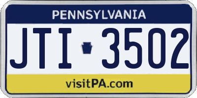PA license plate JTI3502
