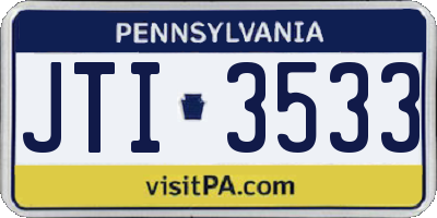 PA license plate JTI3533