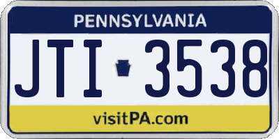 PA license plate JTI3538