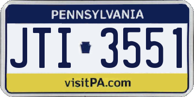 PA license plate JTI3551
