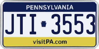 PA license plate JTI3553