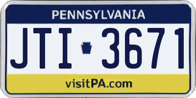 PA license plate JTI3671