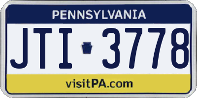 PA license plate JTI3778