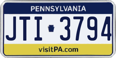 PA license plate JTI3794