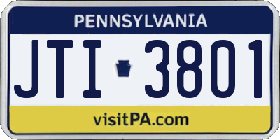 PA license plate JTI3801