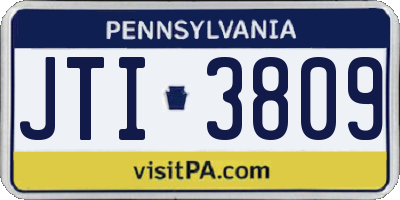 PA license plate JTI3809