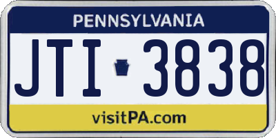 PA license plate JTI3838