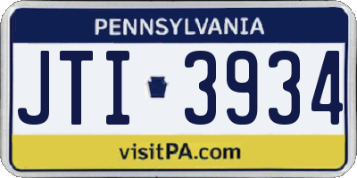 PA license plate JTI3934