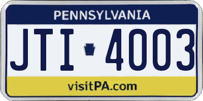 PA license plate JTI4003