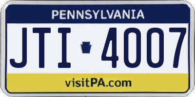 PA license plate JTI4007