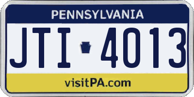 PA license plate JTI4013