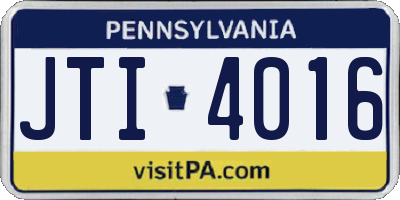 PA license plate JTI4016