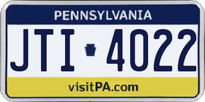 PA license plate JTI4022
