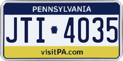 PA license plate JTI4035