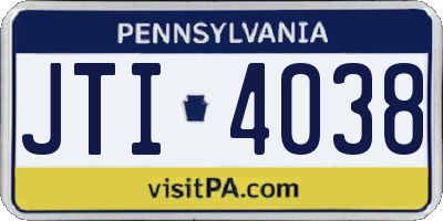 PA license plate JTI4038