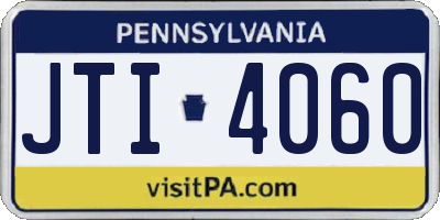 PA license plate JTI4060