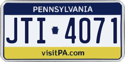 PA license plate JTI4071