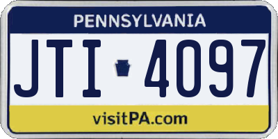 PA license plate JTI4097
