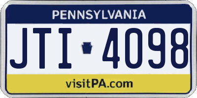 PA license plate JTI4098