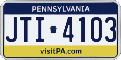 PA license plate JTI4103