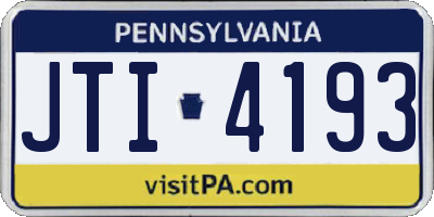 PA license plate JTI4193