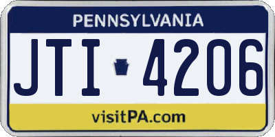 PA license plate JTI4206