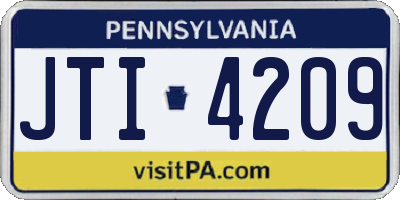 PA license plate JTI4209