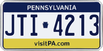 PA license plate JTI4213