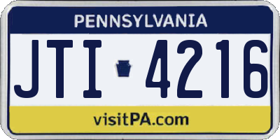 PA license plate JTI4216