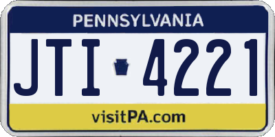 PA license plate JTI4221