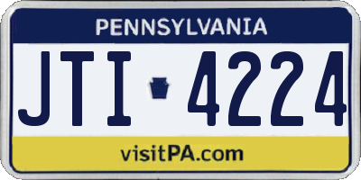 PA license plate JTI4224