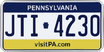 PA license plate JTI4230
