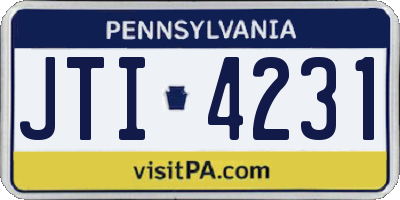 PA license plate JTI4231