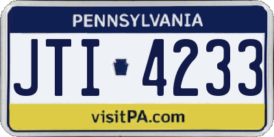 PA license plate JTI4233