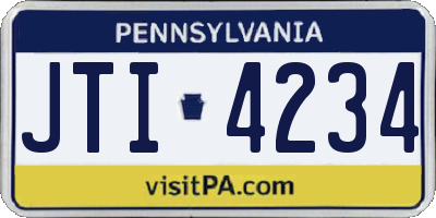 PA license plate JTI4234