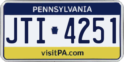 PA license plate JTI4251