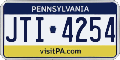 PA license plate JTI4254