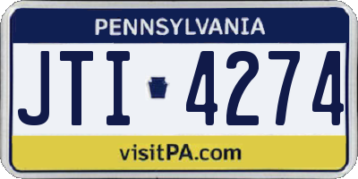 PA license plate JTI4274