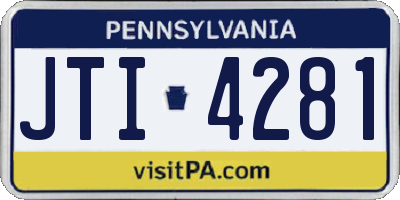 PA license plate JTI4281