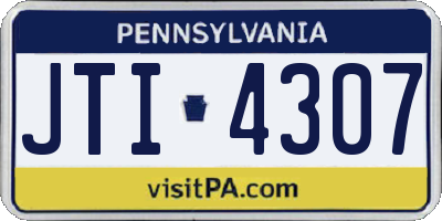 PA license plate JTI4307