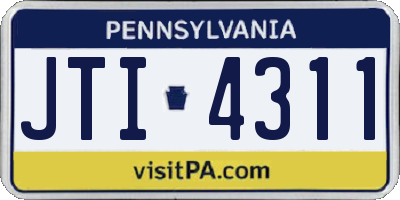 PA license plate JTI4311