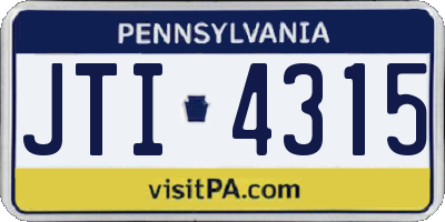 PA license plate JTI4315