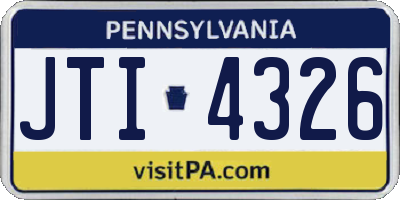 PA license plate JTI4326