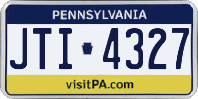 PA license plate JTI4327
