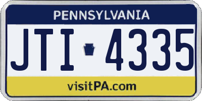 PA license plate JTI4335
