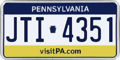 PA license plate JTI4351