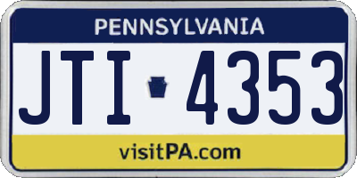 PA license plate JTI4353