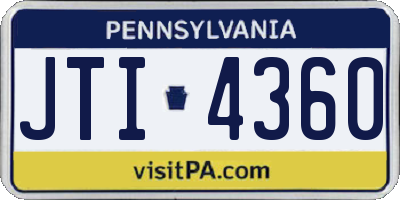 PA license plate JTI4360