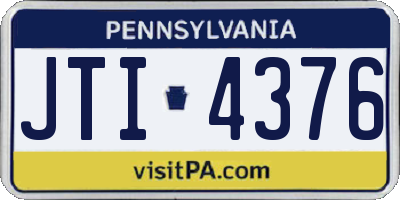 PA license plate JTI4376