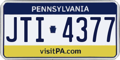 PA license plate JTI4377